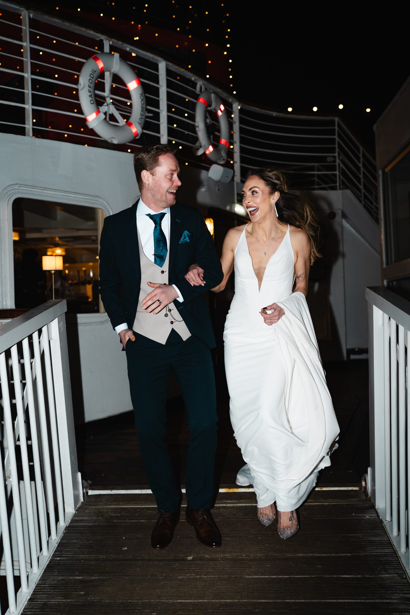 Newly-wed couple leaving their wedding reception at the Daffodil Liverpool