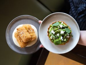 Daffodil Liverpool: À la Carte Menu, Pea & Asparagus Tart, Croquettes